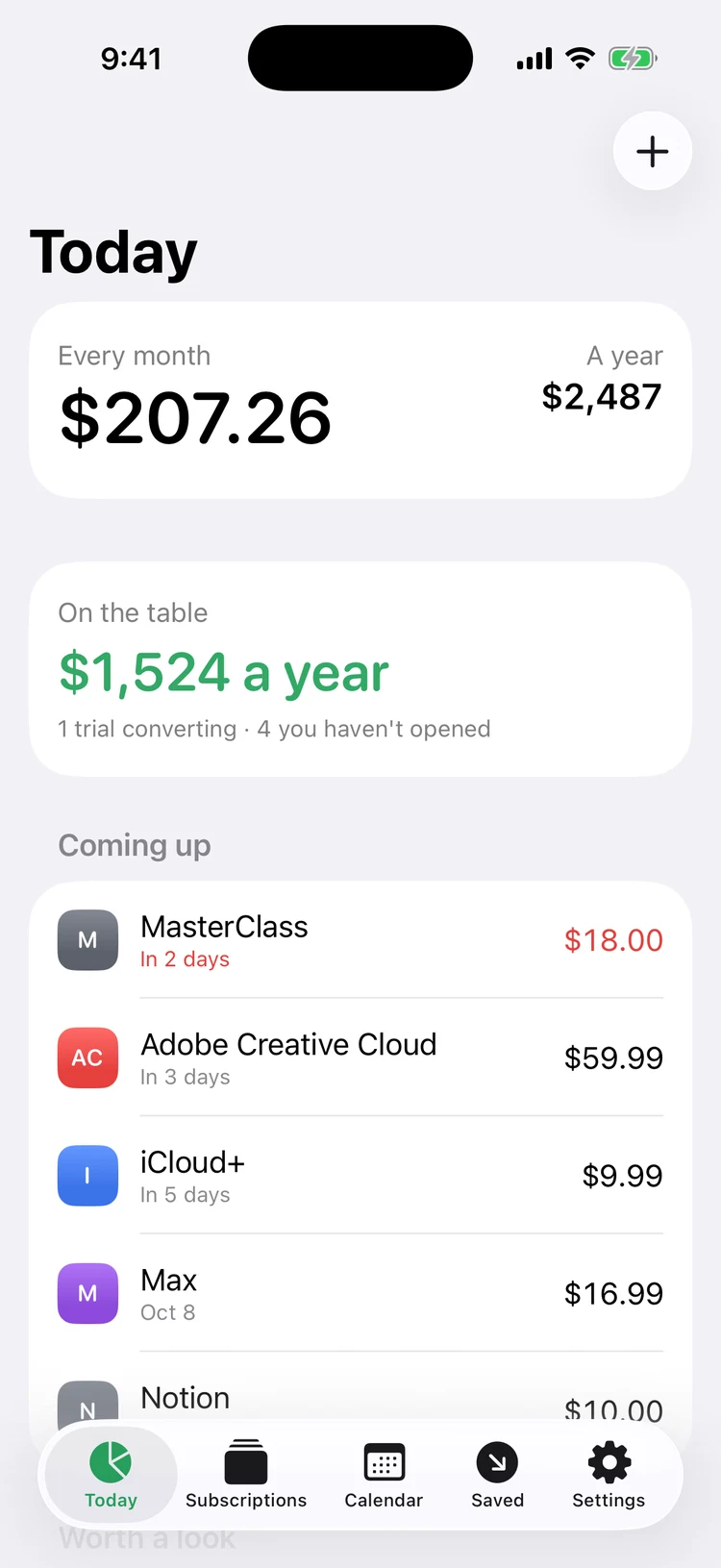 Cutback on iPhone showing $207.26 a month, $2,487 a year, and $1,524 on the table