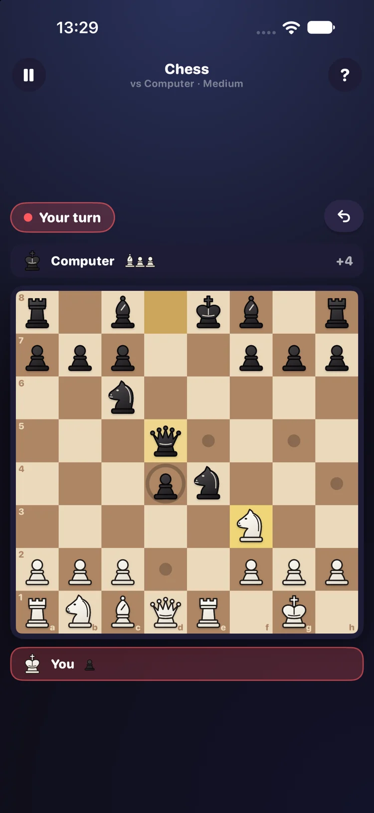 Nofi Chess game against the computer